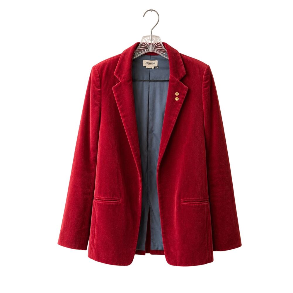 Zadig & Voltaire Volly Velours Blazer Grenat Burgundy Sz S